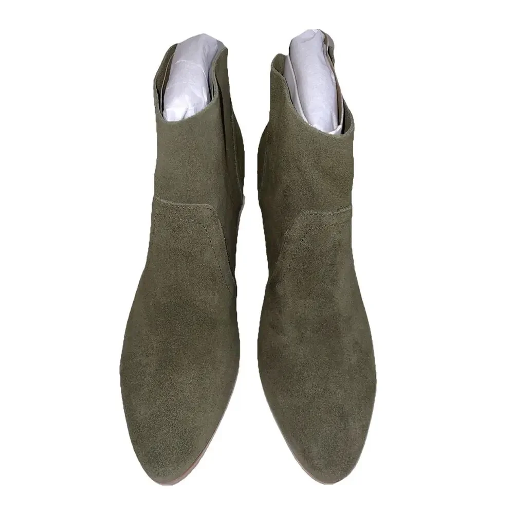 Violet & Red Cupid Bootie Women's 8M Olive Suede Leather
